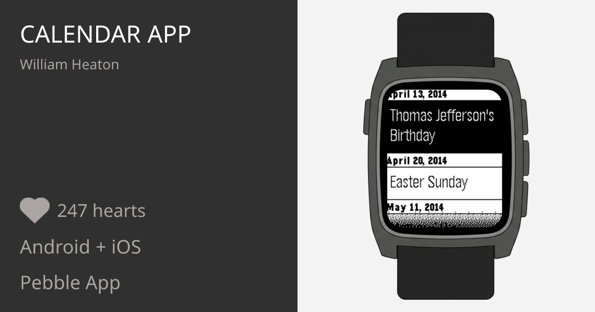 Calendar App - Pebble Appstore
