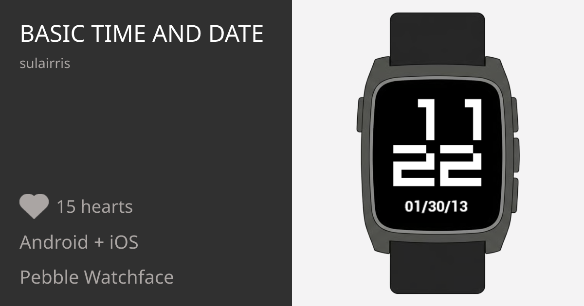 Basic Time And Date - Pebble Appstore