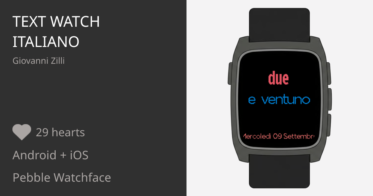 Text Watch Italiano - Pebble Appstore
