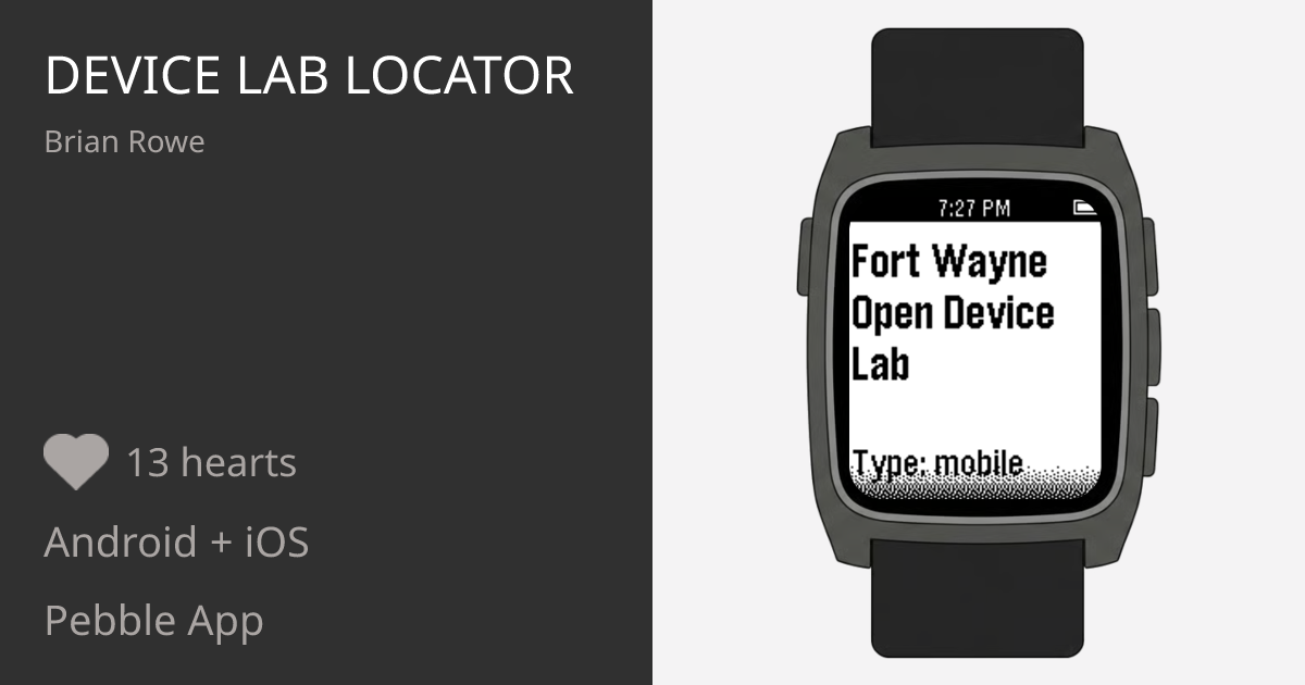 Device Lab Locator - Pebble Appstore