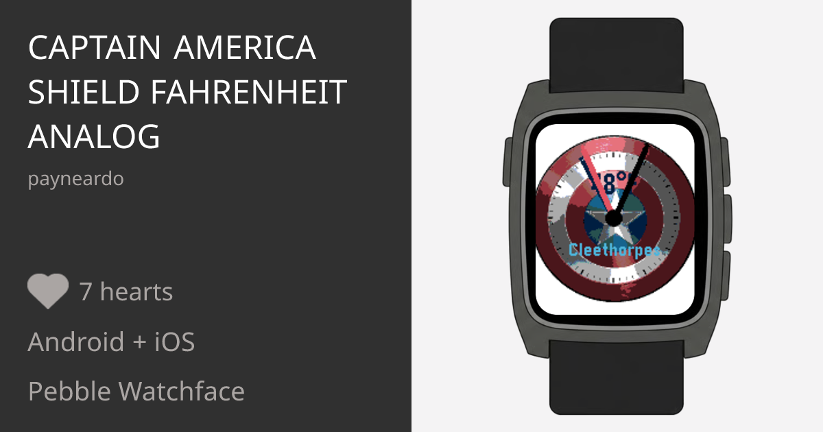 Captain America Shield Fahrenheit Analog - Pebble Appstore