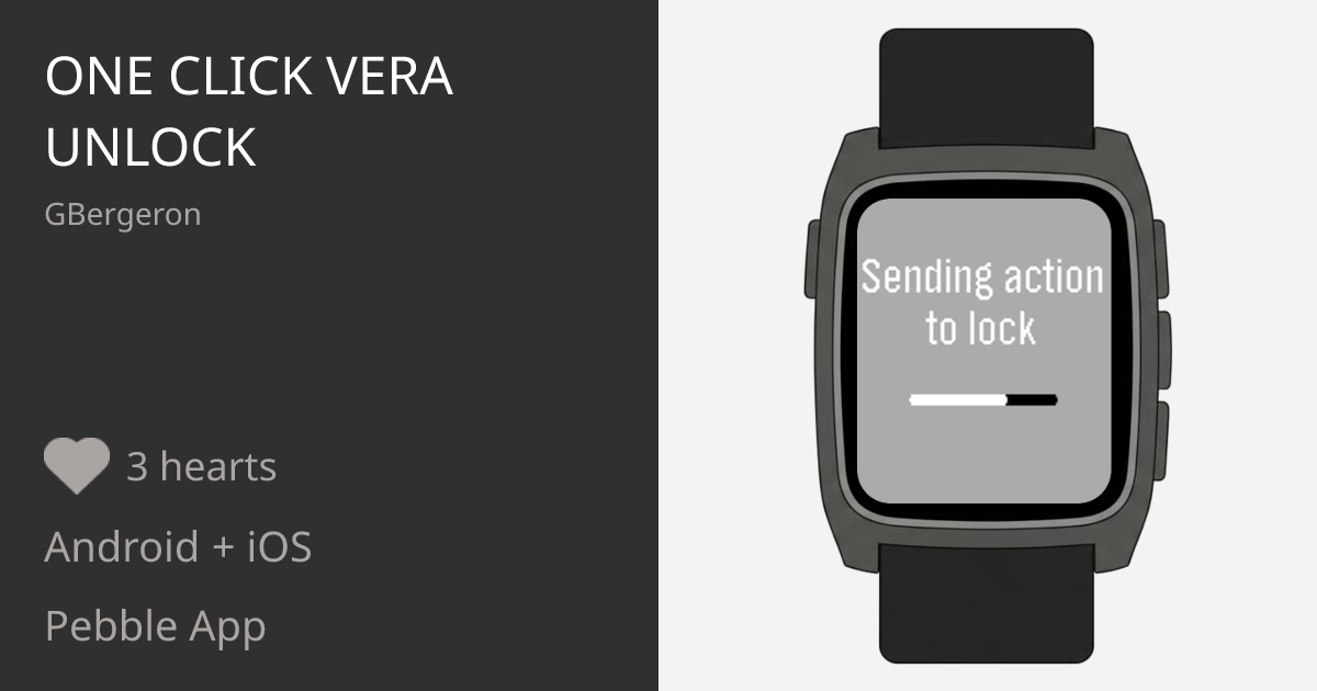 One Click Vera Unlock - Pebble Appstore