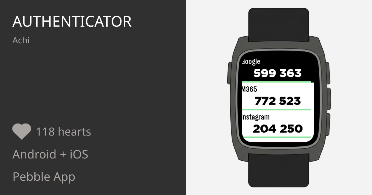 Watch Authenticator Authenticator - Pebble Appstore
