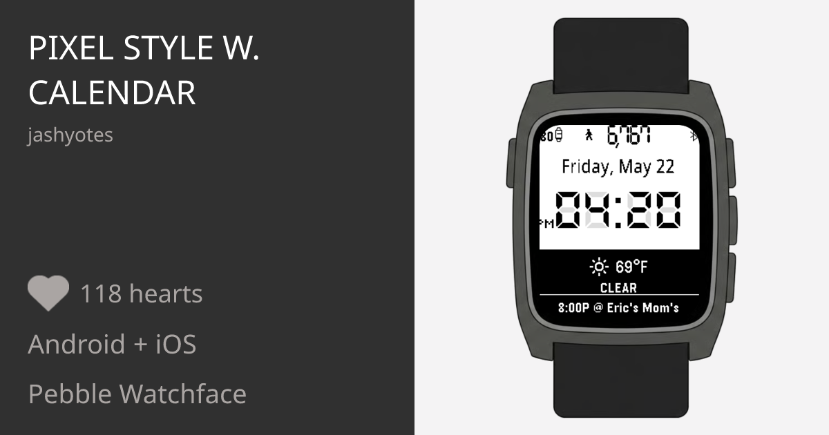 Pixel Style w. Calendar - Pebble Appstore